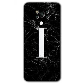 Poco X3 Pro Siyah Mermer Desenli İ Harfi Baskılı Uyumlu Silikon Kılıf