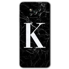 Poco X3 Pro Siyah Mermer Desenli K Harfi Baskılı Uyumlu Silikon Kılıf
