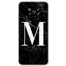Poco X3 Pro Siyah Mermer Desenli M Harfi Baskılı Uyumlu Silikon Kılıf