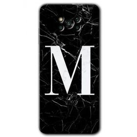 Poco X3 Pro Siyah Mermer Desenli M Harfi Baskılı Uyumlu Silikon Kılıf