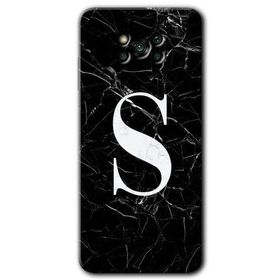 Poco X3 Pro Siyah Mermer Desenli S Harfi Baskılı Uyumlu Silikon Kılıf