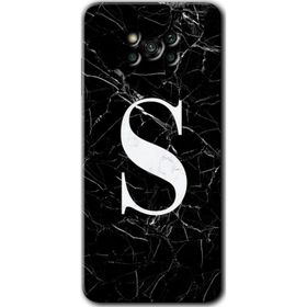 Poco X3 Pro Siyah Mermer Desenli S Harfi Baskılı Uyumlu Silikon Kılıf