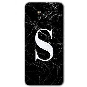 Poco X3 Pro Siyah Mermer Desenli S Harfi Baskılı Uyumlu Silikon Kılıf