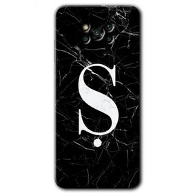 Poco X3 Pro Siyah Mermer Desenli S Harfi Baskılı Uyumlu Silikon Kılıf