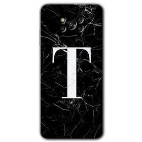 Poco X3 Pro Siyah Mermer Desenli T Harfi Baskılı Uyumlu Silikon Kılıf
