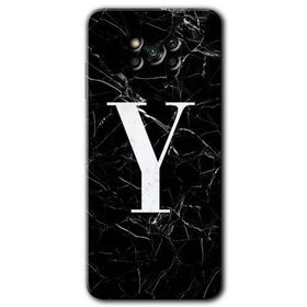 Poco X3 Pro Siyah Mermer Desenli Y Harfi Baskılı Uyumlu Silikon Kılıf