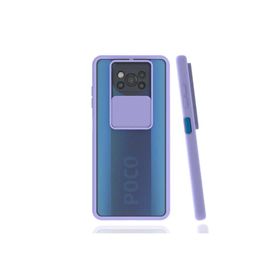 Poco X3 Uyumlu Slayt Kaydırmalı Kamera Korumalı Renkli Silikon Arkası Buz Beyaz Cep Telefon Kılıfı