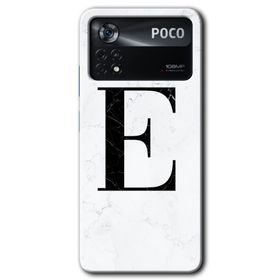 Poco X4 Pro Beyaz Mermer Desenli E Harfi Baskılı Uyumlu Silikon Kılıf