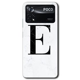 Poco X4 Pro Beyaz Mermer Desenli E Harfi Baskılı Uyumlu Silikon Kılıf