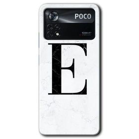 Poco X4 Pro Beyaz Mermer Desenli E Harfi Baskılı Uyumlu Silikon Kılıf