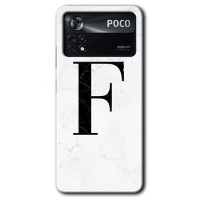 Poco X4 Pro Beyaz Mermer Desenli F Harfi Baskılı Uyumlu Silikon Kılıf