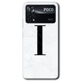 Poco X4 Pro Beyaz Mermer Desenli I Harfi Baskılı Uyumlu Silikon Kılıf