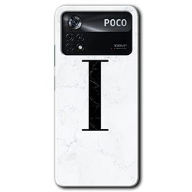 Poco X4 Pro Beyaz Mermer Desenli I Harfi Baskılı Uyumlu Silikon Kılıf