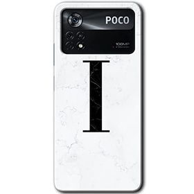 Poco X4 Pro Beyaz Mermer Desenli I Harfi Baskılı Uyumlu Silikon Kılıf