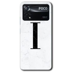 Poco X4 Pro Beyaz Mermer Desenli I Harfi Baskılı Uyumlu Silikon Kılıf