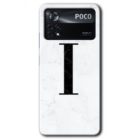 Poco X4 Pro Beyaz Mermer Desenli I Harfi Baskılı Uyumlu Silikon Kılıf