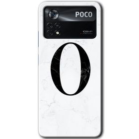 Poco X4 Pro Beyaz Mermer Desenli O Harfi Baskılı Uyumlu Silikon Kılıf