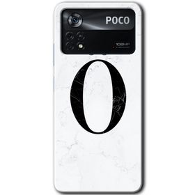 Poco X4 Pro Beyaz Mermer Desenli O Harfi Baskılı Uyumlu Silikon Kılıf