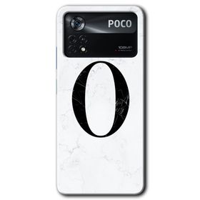 Poco X4 Pro Beyaz Mermer Desenli O Harfi Baskılı Uyumlu Silikon Kılıf