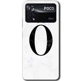 Poco X4 Pro Beyaz Mermer Desenli O Harfi Baskılı Uyumlu Silikon Kılıf