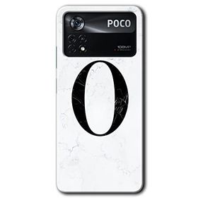 Poco X4 Pro Beyaz Mermer Desenli O Harfi Baskılı Uyumlu Silikon Kılıf