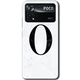 Poco X4 Pro Beyaz Mermer Desenli O Harfi Baskılı Uyumlu Silikon Kılıf