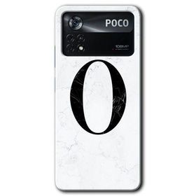 Poco X4 Pro Beyaz Mermer Desenli O Harfi Baskılı Uyumlu Silikon Kılıf