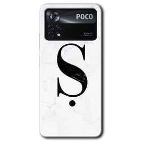 Poco X4 Pro Beyaz Mermer Desenli Ş Harfi Baskılı Uyumlu Silikon Kılıf