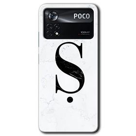 Poco X4 Pro Beyaz Mermer Desenli Ş Harfi Baskılı Uyumlu Silikon Kılıf