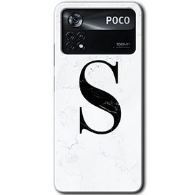 Poco X4 Pro Beyaz Mermer Desenli Ş Harfi Baskılı Uyumlu Silikon Kılıf