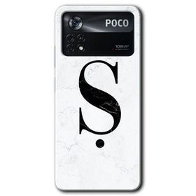 Poco X4 Pro Beyaz Mermer Desenli Ş Harfi Baskılı Uyumlu Silikon Kılıf