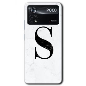Poco X4 Pro Beyaz Mermer Desenli Ş Harfi Baskılı Uyumlu Silikon Kılıf