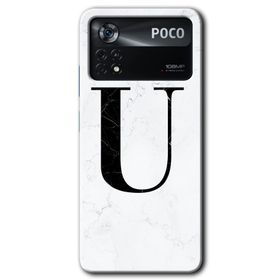 Poco X4 Pro Beyaz Mermer Desenli Ü Harfi Baskılı Uyumlu Silikon Kılıf