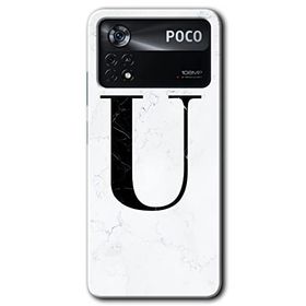 Poco X4 Pro Beyaz Mermer Desenli Ü Harfi Baskılı Uyumlu Silikon Kılıf