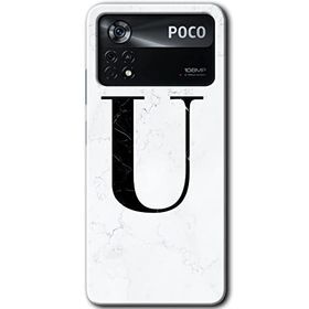 Poco X4 Pro Beyaz Mermer Desenli Ü Harfi Baskılı Uyumlu Silikon Kılıf