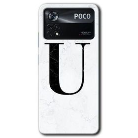 Poco X4 Pro Beyaz Mermer Desenli Ü Harfi Baskılı Uyumlu Silikon Kılıf