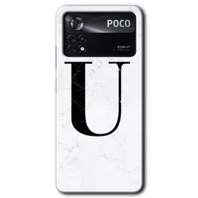 Poco X4 Pro Beyaz Mermer Desenli Ü Harfi Baskılı Uyumlu Silikon Kılıf