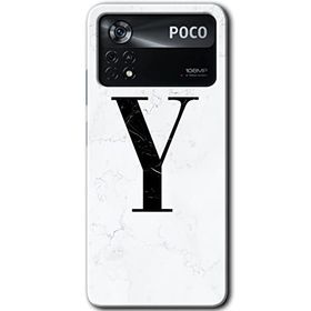 Poco X4 Pro Beyaz Mermer Desenli Y Harfi Baskılı Uyumlu Silikon Kılıf