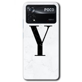 Poco X4 Pro Beyaz Mermer Desenli Y Harfi Baskılı Uyumlu Silikon Kılıf