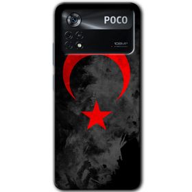 Poco X4 Pro Black Ayyıldız Baskılı Uyumlu Silikon Kılıf