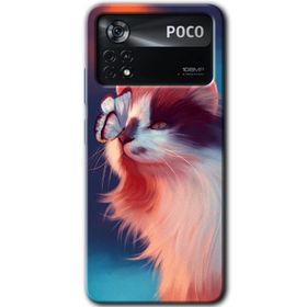 Poco X4 Pro Cat Butterfly Baskılı Uyumlu Silikon Kılıf
