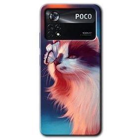 Poco X4 Pro Cat Butterfly Baskılı Uyumlu Silikon Kılıf