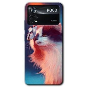 Poco X4 Pro Cat Butterfly Baskılı Uyumlu Silikon Kılıf