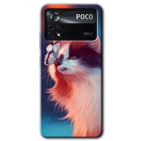 Poco X4 Pro Cat Butterfly Baskılı Uyumlu Silikon Kılıf