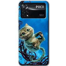 Poco X4 Pro Çılgın Kedi Baskılı Uyumlu Silikon Kılıf