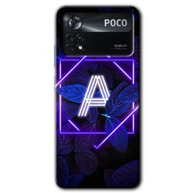 Poco X4 Pro Dark Neon Yaprak A Harfi Baskılı Uyumlu Silikon Kılıf