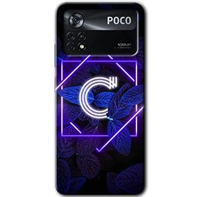 Poco X4 Pro Dark Neon Yaprak Ç Harfi Baskılı Uyumlu Silikon Kılıf