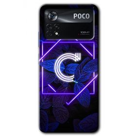 Poco X4 Pro Dark Neon Yaprak Ç Harfi Baskılı Uyumlu Silikon Kılıf