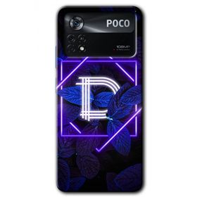 Poco X4 Pro Dark Neon Yaprak D Harfi Baskılı Uyumlu Silikon Kılıf