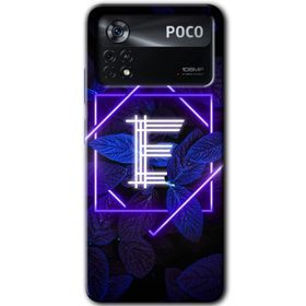 Poco X4 Pro Dark Neon Yaprak E Harfi Baskılı Uyumlu Silikon Kılıf
